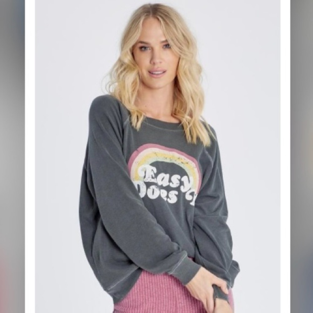 NEW Wildfox Easy Does It Crewneck Oversized Sweatshirt, Sz XS